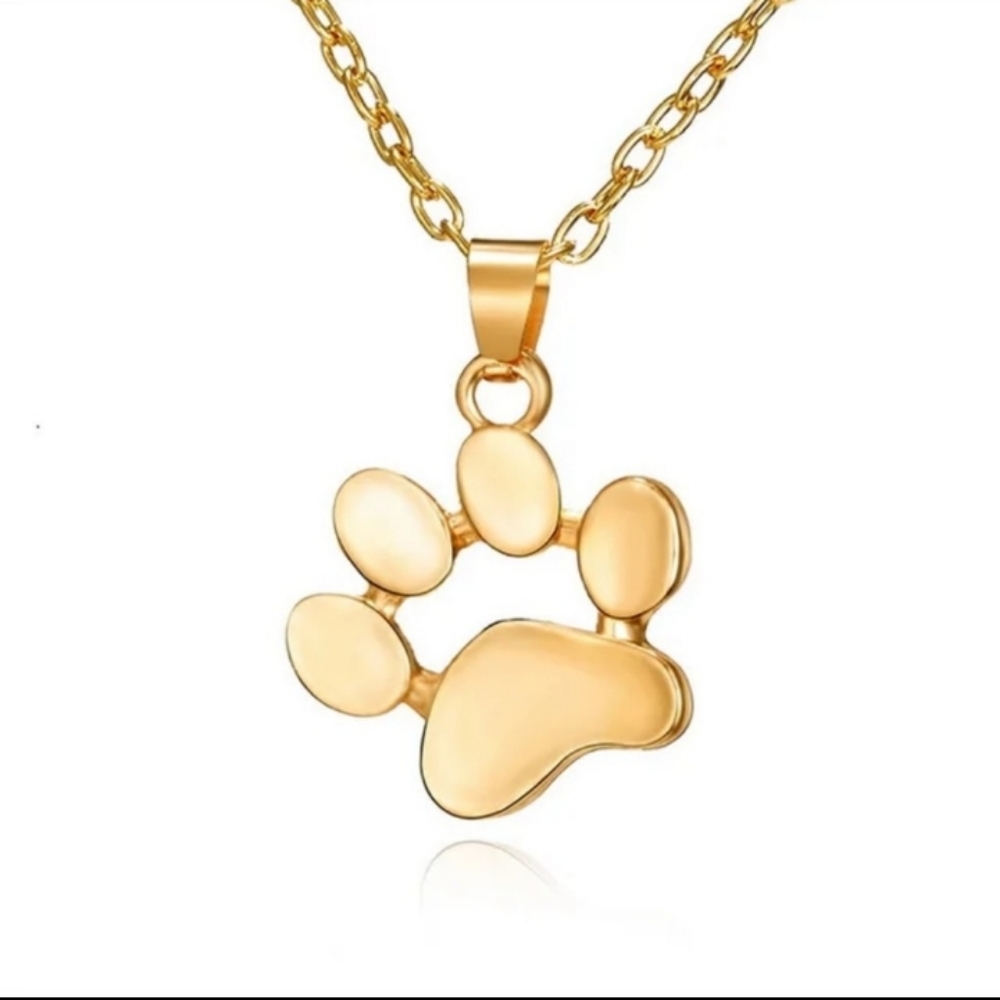Gold Paw Charm Necklace with 18-22"inch gold chain. Unisex Womens Mens K…